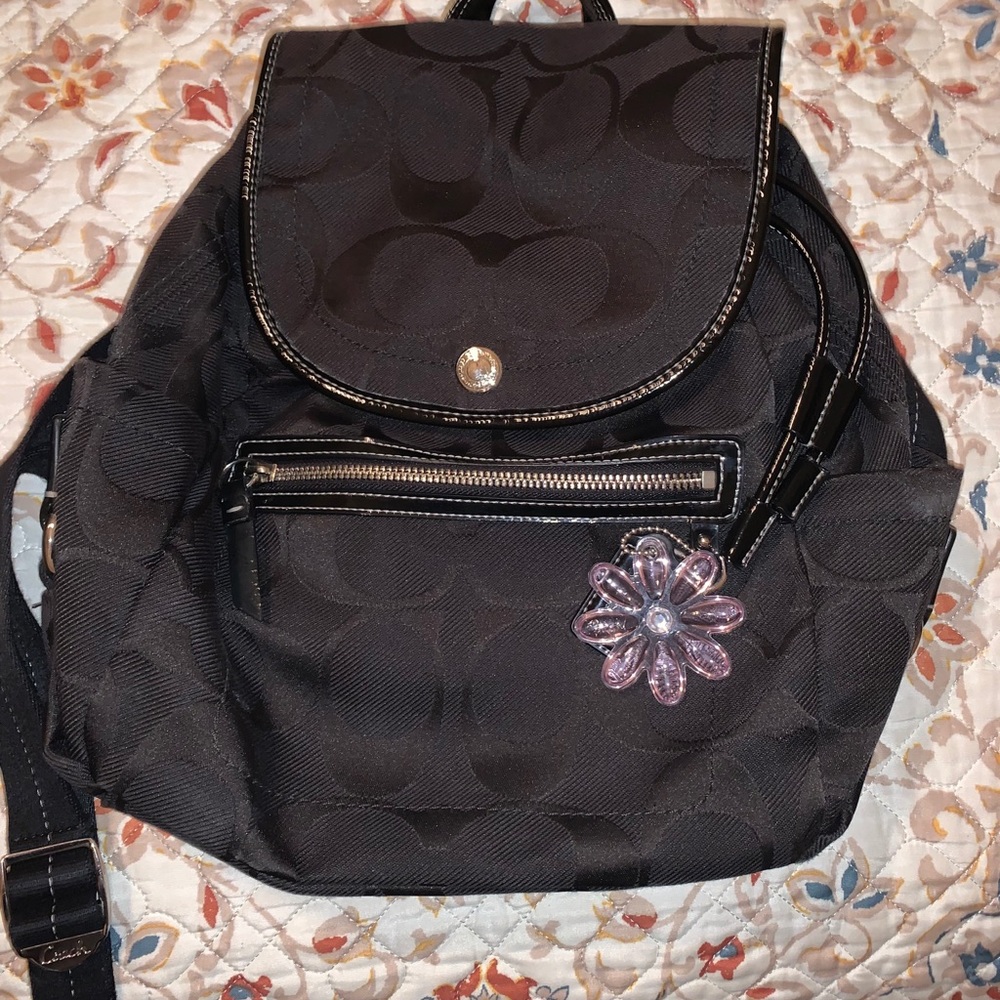 Black Coach Signature Backpack